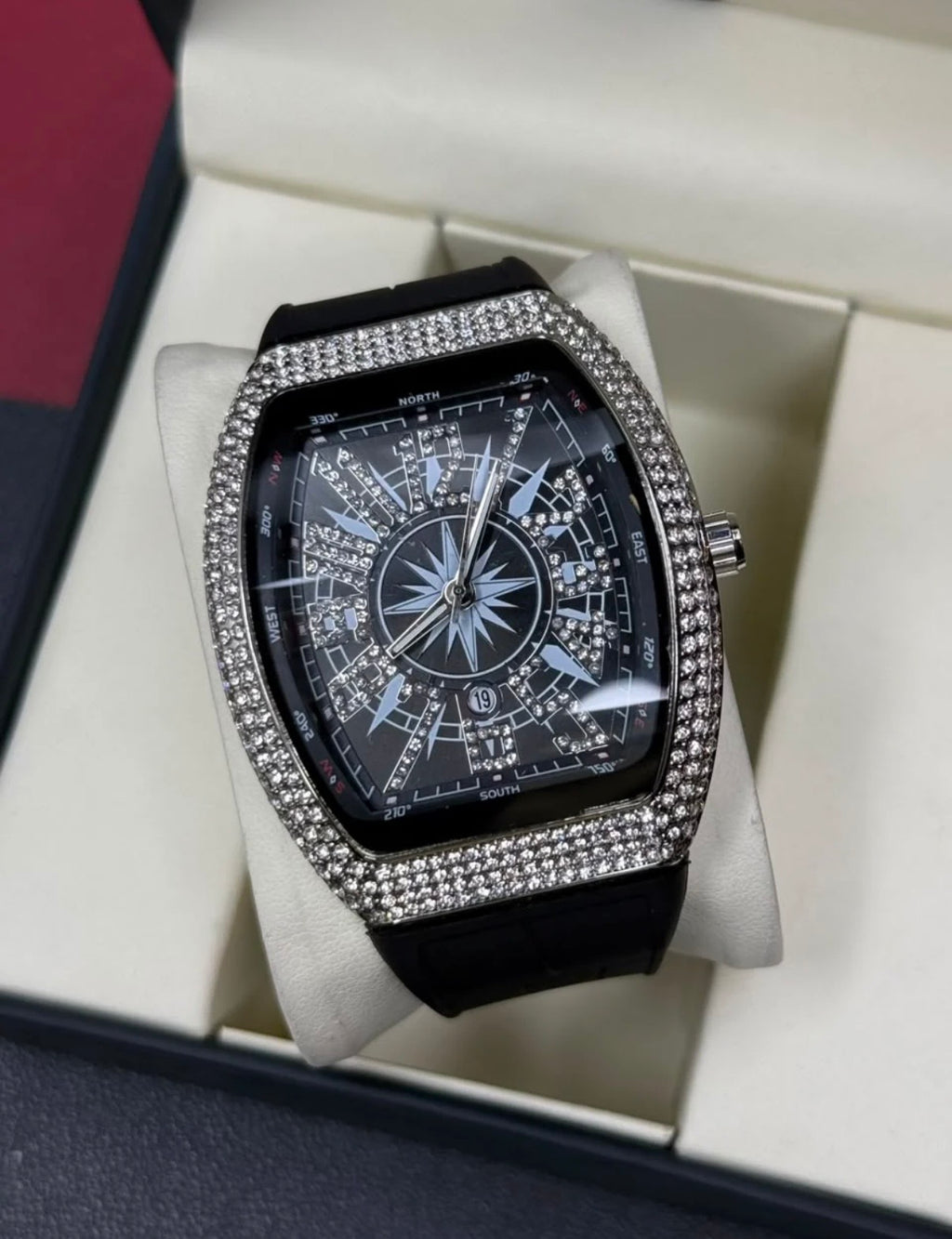 FM Vanguard With Stone in Rubber Strap Without Box