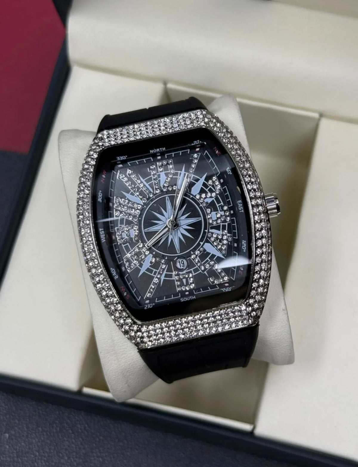 FM Vanguard With Stone in Rubber Strap Without Box