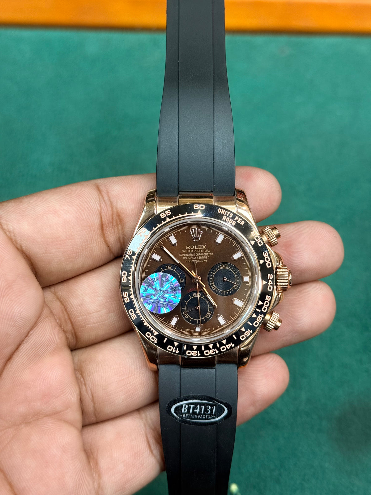 Rolex Daytona Chocolate Dial Automatic Watch With Rubber Strap
