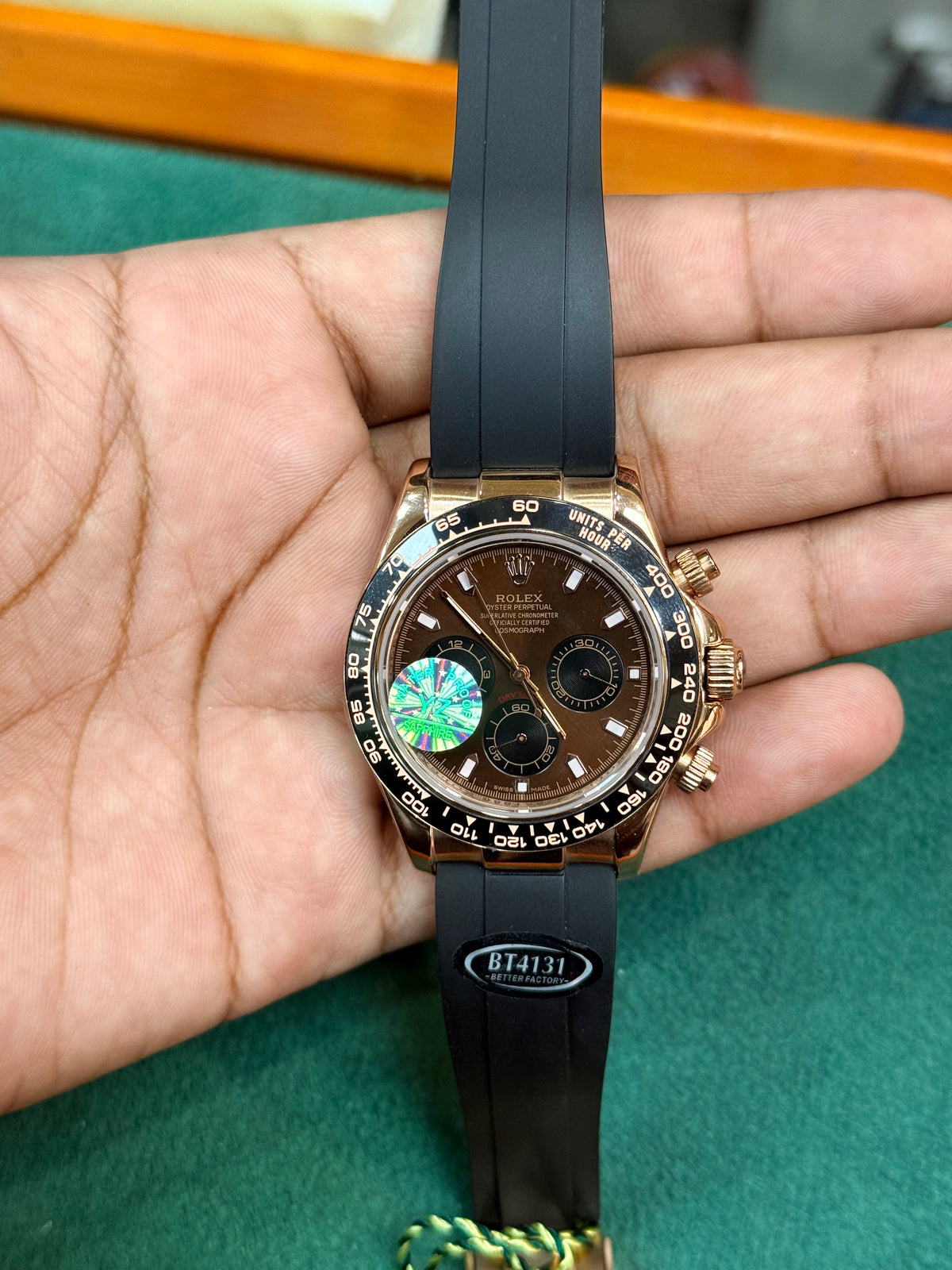 Rolex Daytona Chocolate Dial Automatic Watch With Rubber Strap