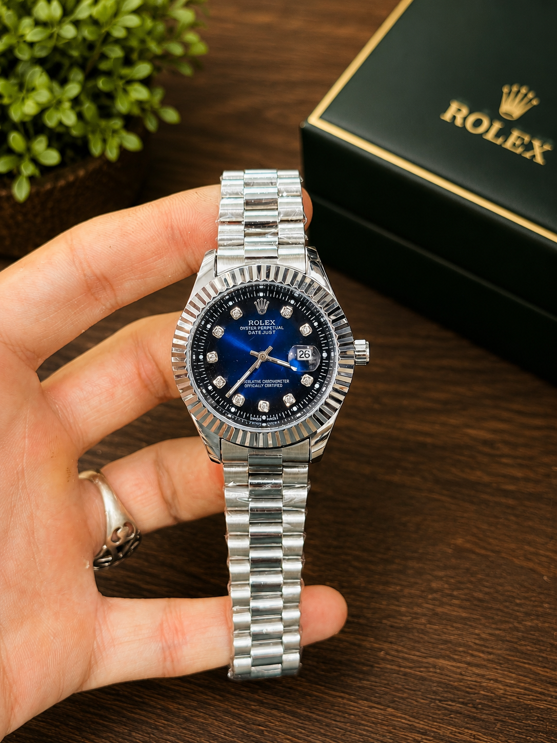 Rolex Date Just With Presidential Chain