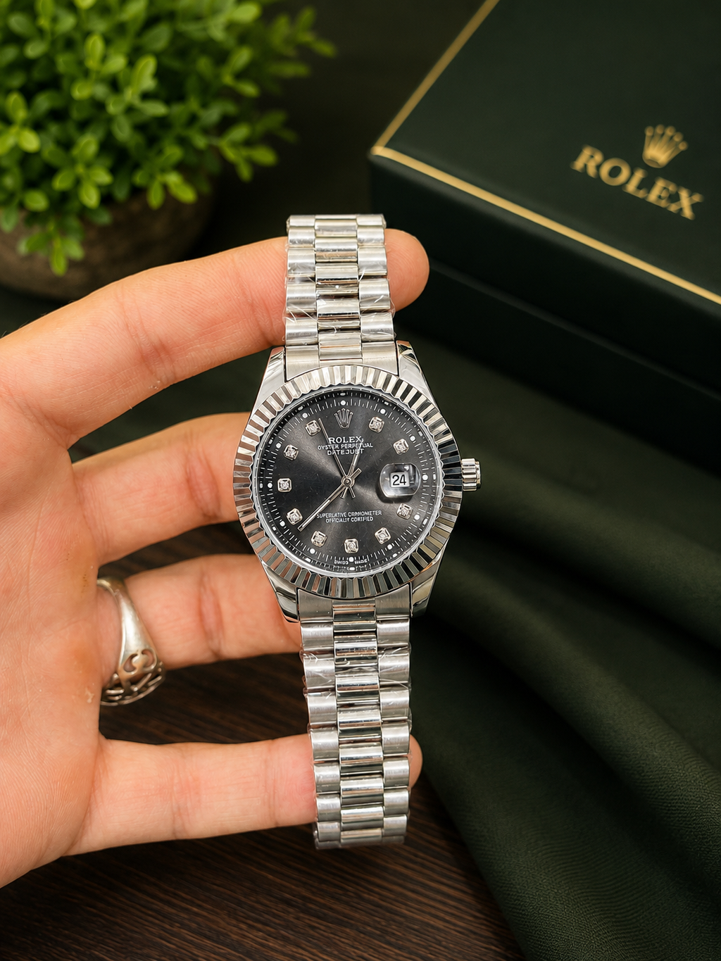 Rolex Date Just With Presidential Chain