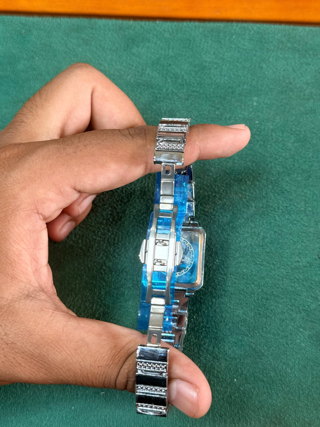 Ladies Chain Watch Pink Dial Diamond Bazzel