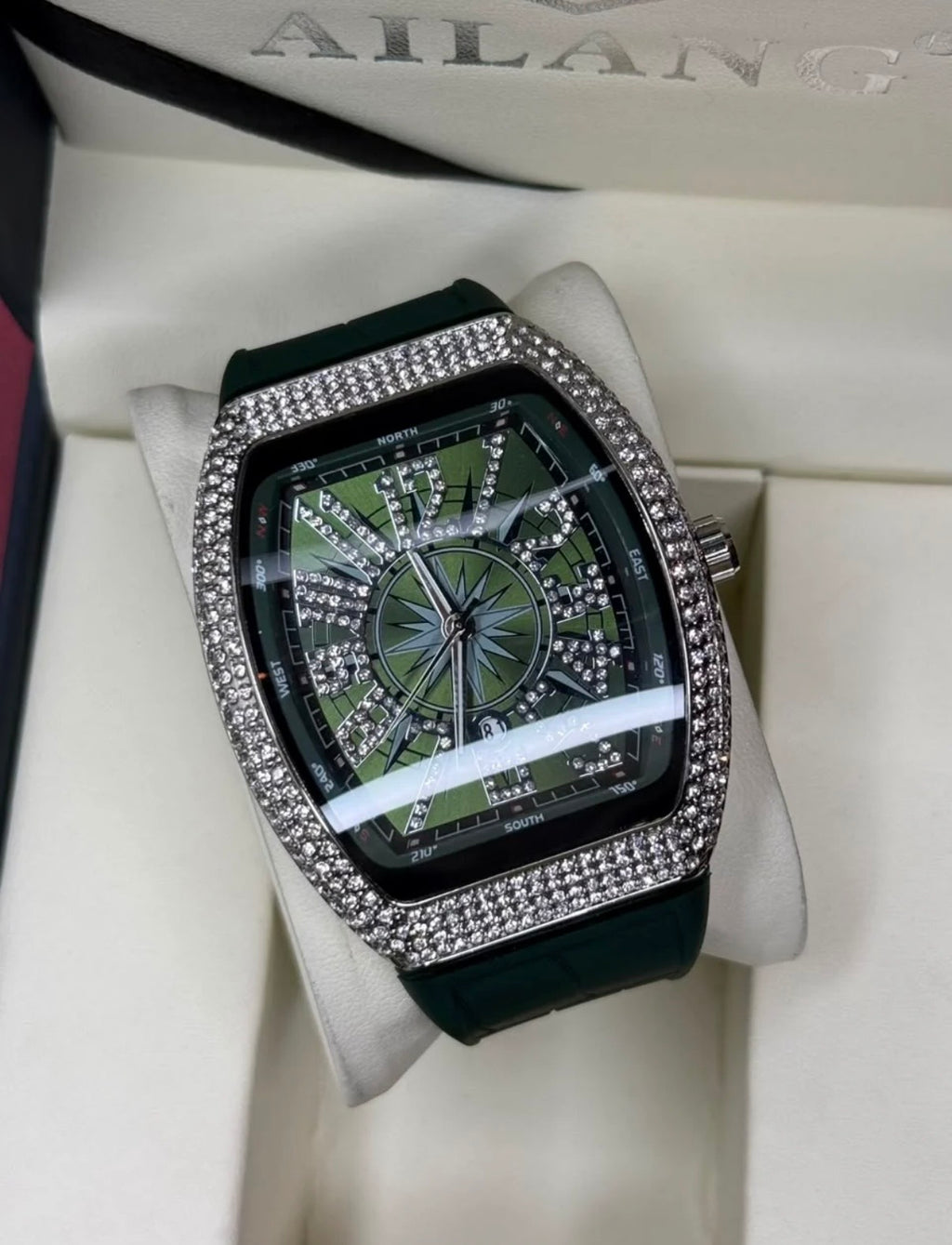 FM Vanguard With Stone in Rubber Strap Without Box