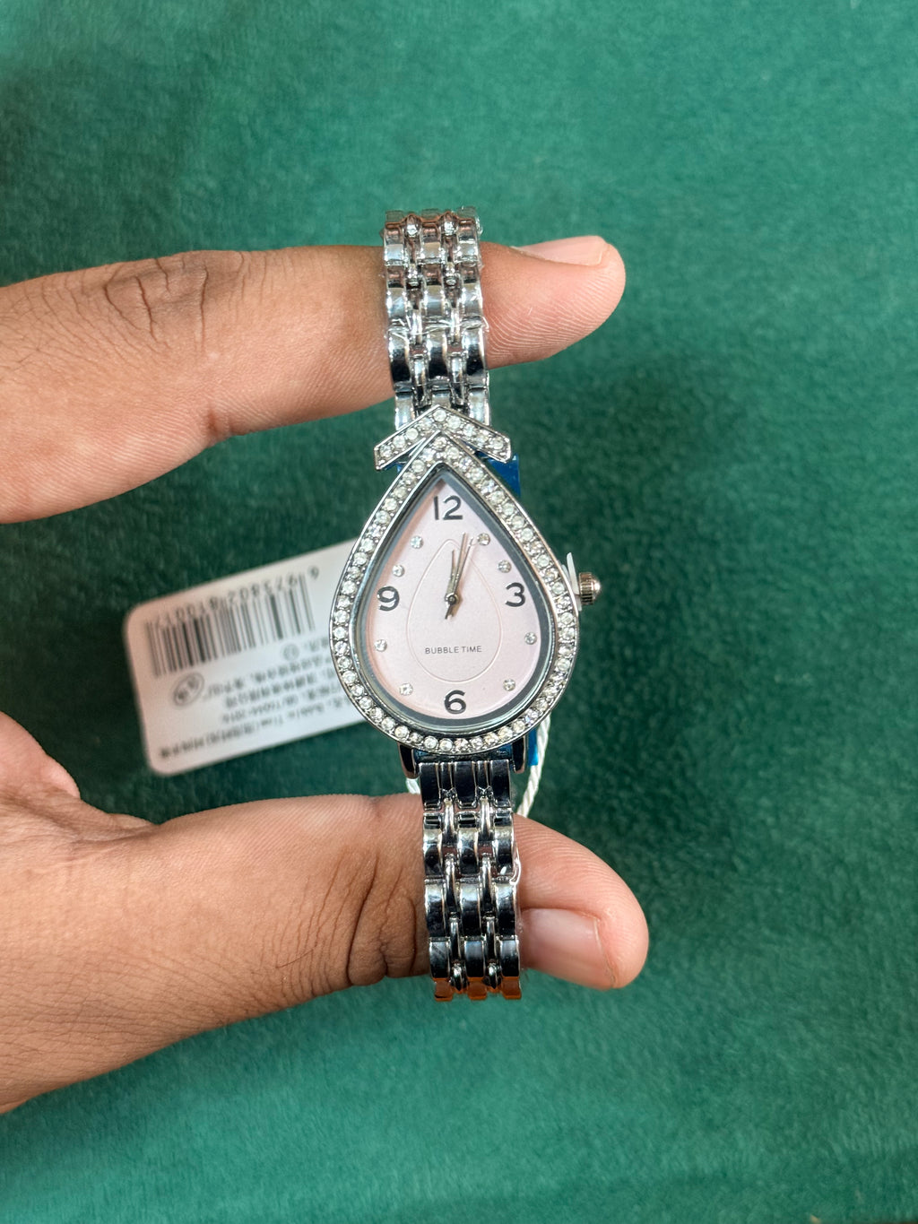 Ladies Chain Watch Pink Dial Diamond Bazzel