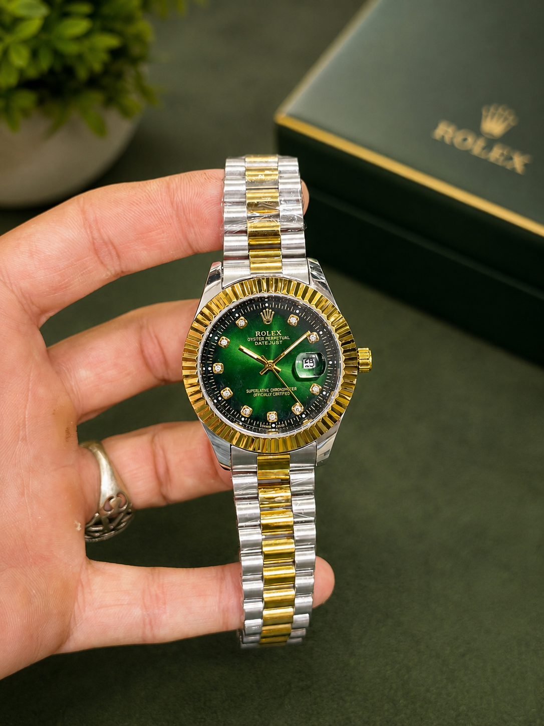 Rolex Date Just With Presidential Chain