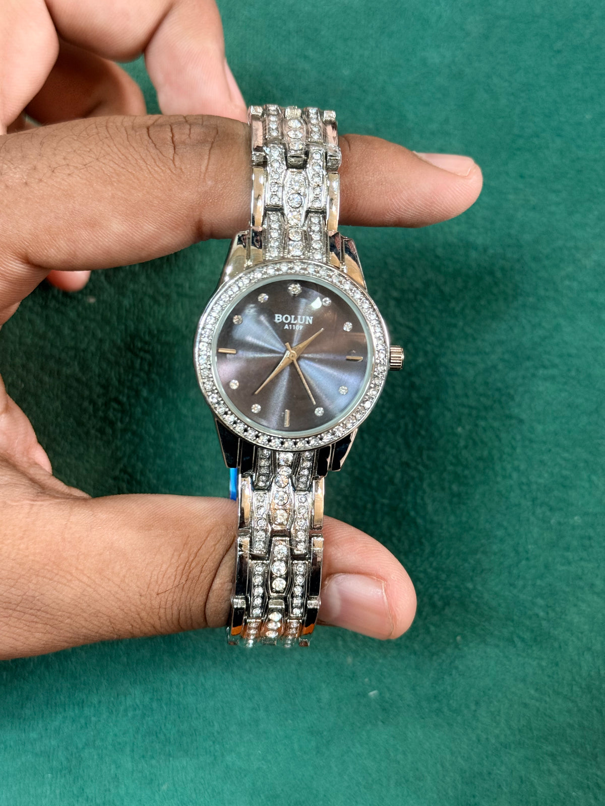 Ladies Chain Watch Pink Dial Diamond Bazzel