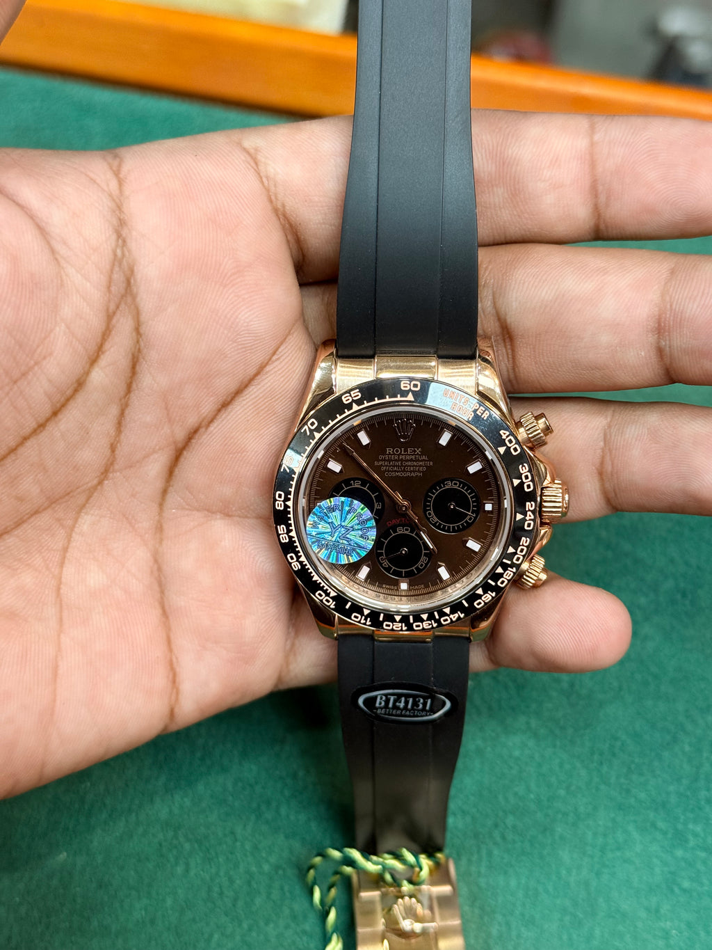 Rolex Daytona Chocolate Dial Automatic Watch With Rubber Strap